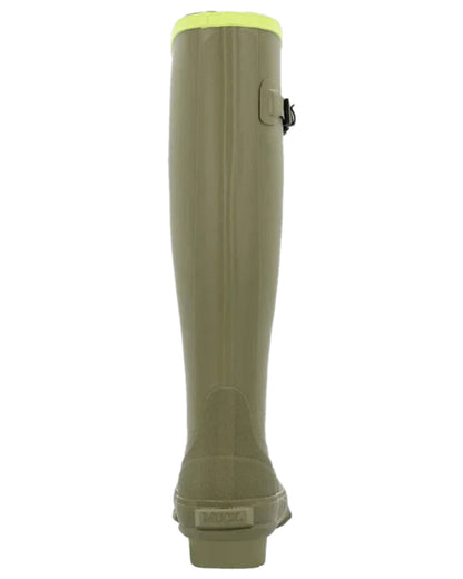 Olive Lime Green Coloured Muck Boots Harvester Tall Boots on white background #colour_olive-lime-green