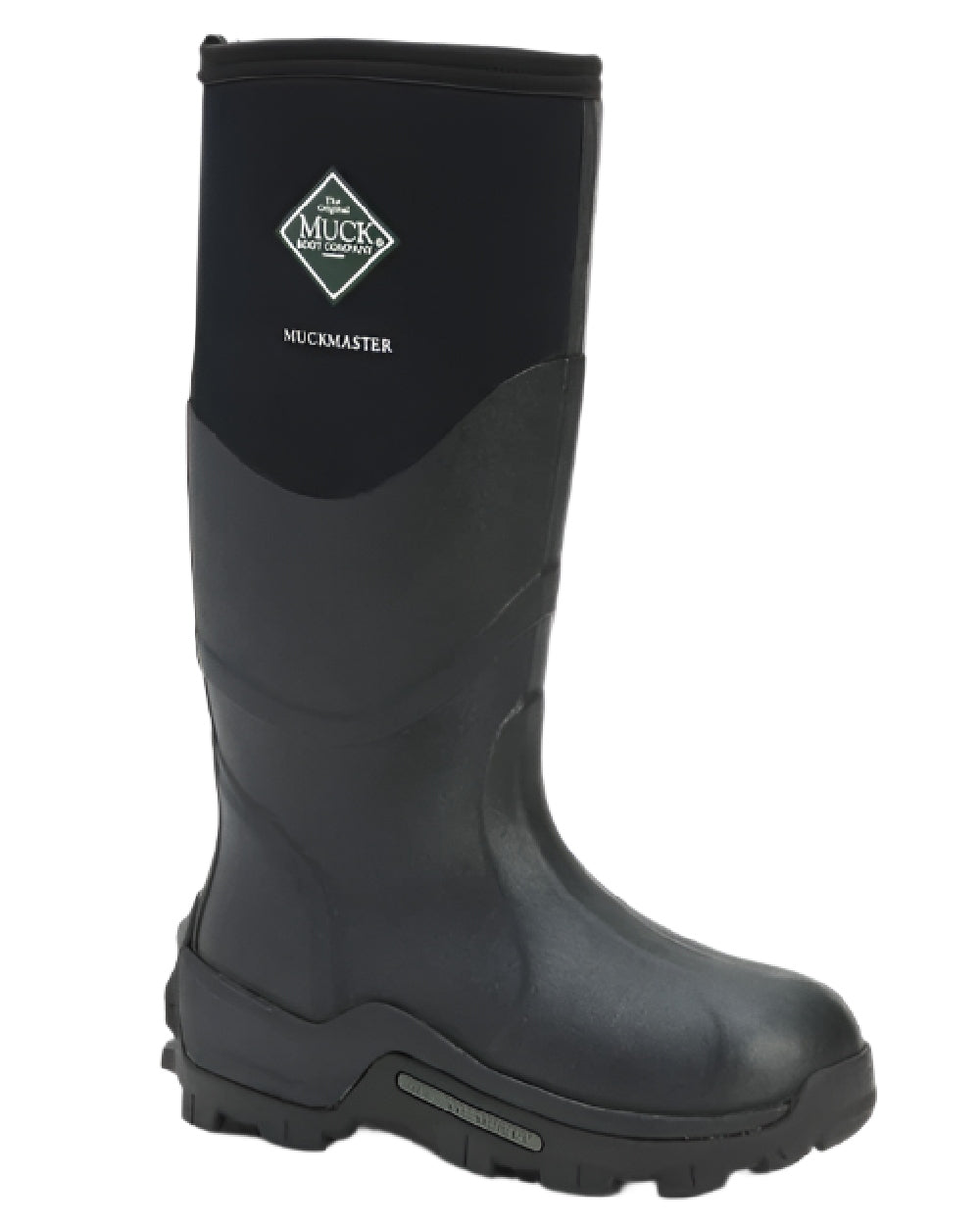 Black Coloured Muck Boots Muckmaster Tall Boot on white background #colour_black