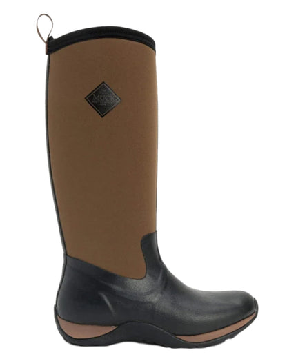 Black Tan Coloured Muck Boots Womens Arctic Adventure Tall Boots on white background #colour_black-tan