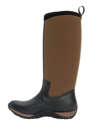 Black Tan Coloured Muck Boots Womens Arctic Adventure Tall Boots on white background #colour_black-tan