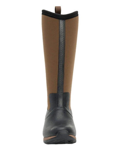 Black Tan Coloured Muck Boots Womens Arctic Adventure Tall Boots on white background #colour_black-tan