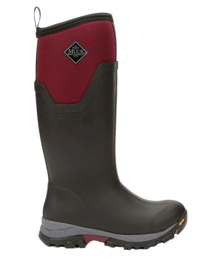 Black Windsor Wine coloured Muck Boots Womens Arctic Ice Tall Wellingtons on white background #colour_black-windsor-wine