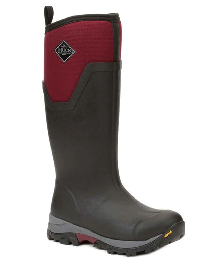 Black Windsor Wine coloured Muck Boots Womens Arctic Ice Tall Wellingtons on white background #colour_black-windsor-wine