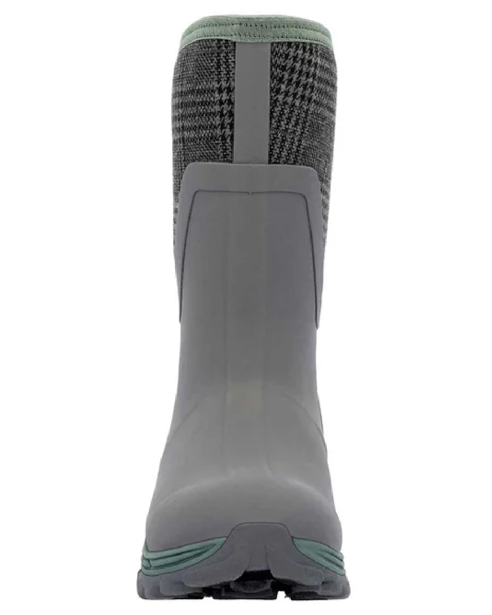 Grey Plaid Print Coloured Muck Boots Womens Arctic Sport II Mid Wellingtons on white background #colour_grey-plaid-print