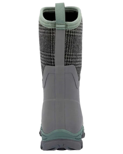 Grey Plaid Print Coloured Muck Boots Womens Arctic Sport II Mid Wellingtons on white background #colour_grey-plaid-print