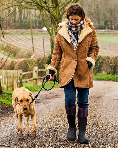 Magenta Digi Fade Print Coloured Muck Boots Womens Arctic Sport II Tall Wellingtons on countryside background #colour_magenta-digi-fade-print