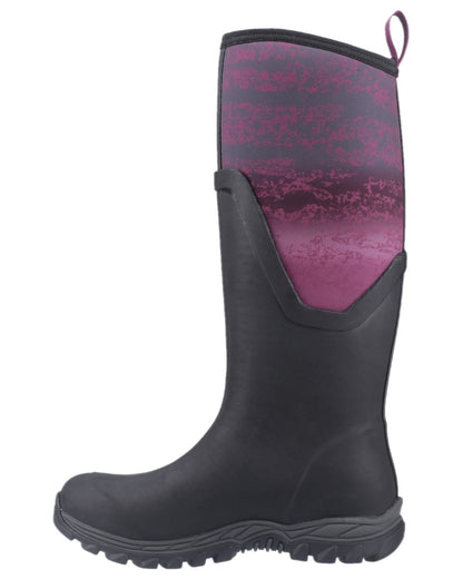Magenta Digi Fade Print Coloured Muck Boots Womens Arctic Sport II Tall Wellingtons on white background #colour_magenta-digi-fade-print