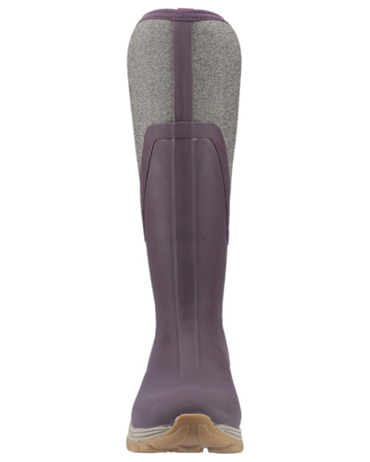 Wine Herringbone Print Coloured Muck Boots Womens Arctic Sport II Tall Wellingtons on white background #colour_wine-herringbone-print