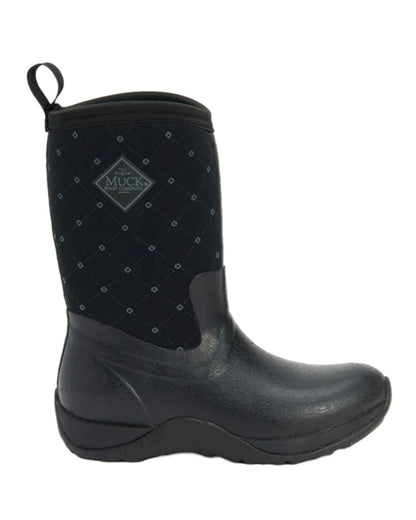 Black Castlerock Print Coloured Muck Boots Womens Arctic Weekend Mid Wellingtons on white background #colour_black-castlerock-print
