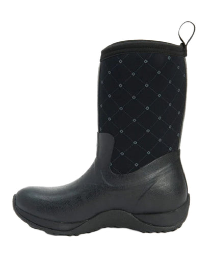 Black Castlerock Print Coloured Muck Boots Womens Arctic Weekend Mid Wellingtons on white background #colour_black-castlerock-print