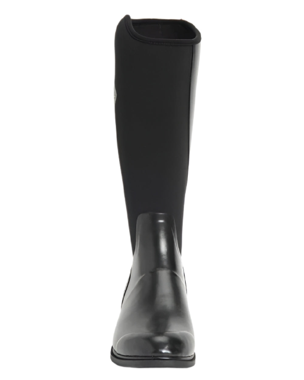 Black Coloured Muck Boots Womens Derby Tall Boots on white background #colour_black