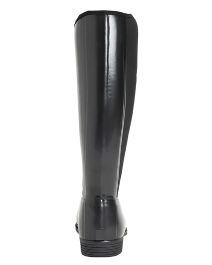 Black Coloured Muck Boots Womens Derby Tall Boots on white background #colour_black