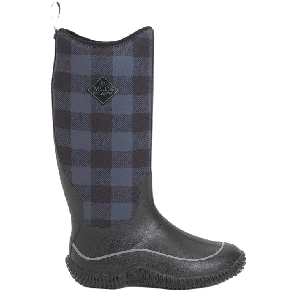 Muck Boots Womens Hale Wellingtons in Black/Grey Plaid #colour_black-grey-plaid