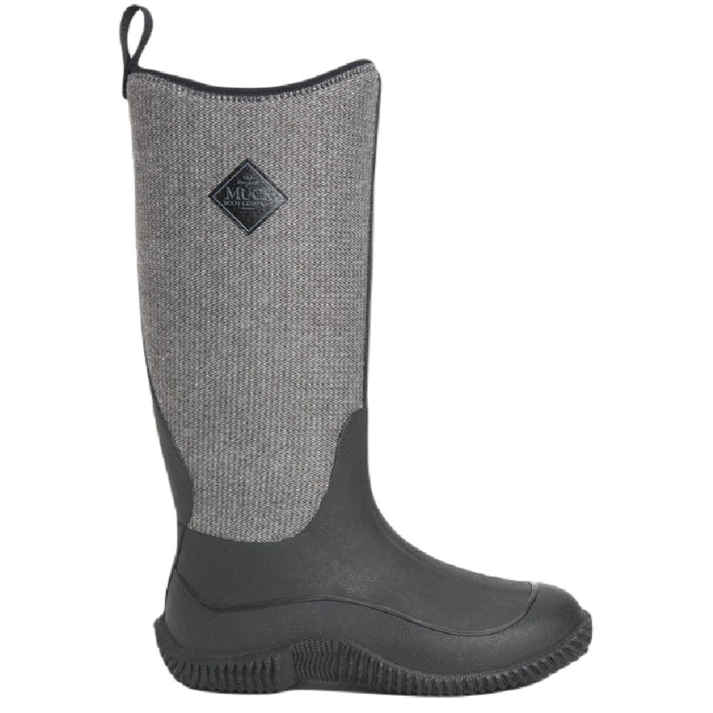 Muck Boots Womens Hale Wellingtons in Black with Fuzzy Herringbone #colour_black-with-fuzzy-herringbone