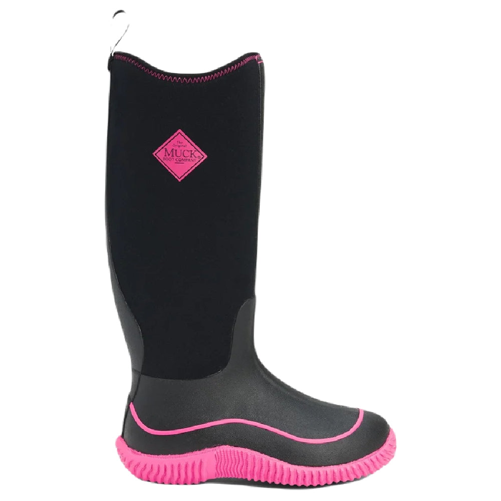 Muck Boots Womens Hale Wellingtons in Black/Pink #colour_black-pink