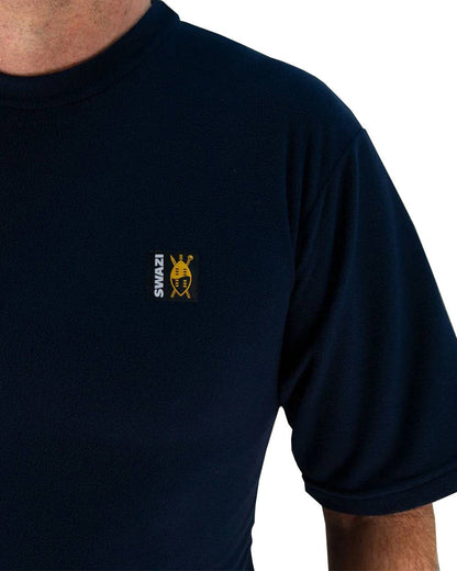 Navy Coloured Swazi Micro Top On A White Background #colour_navy