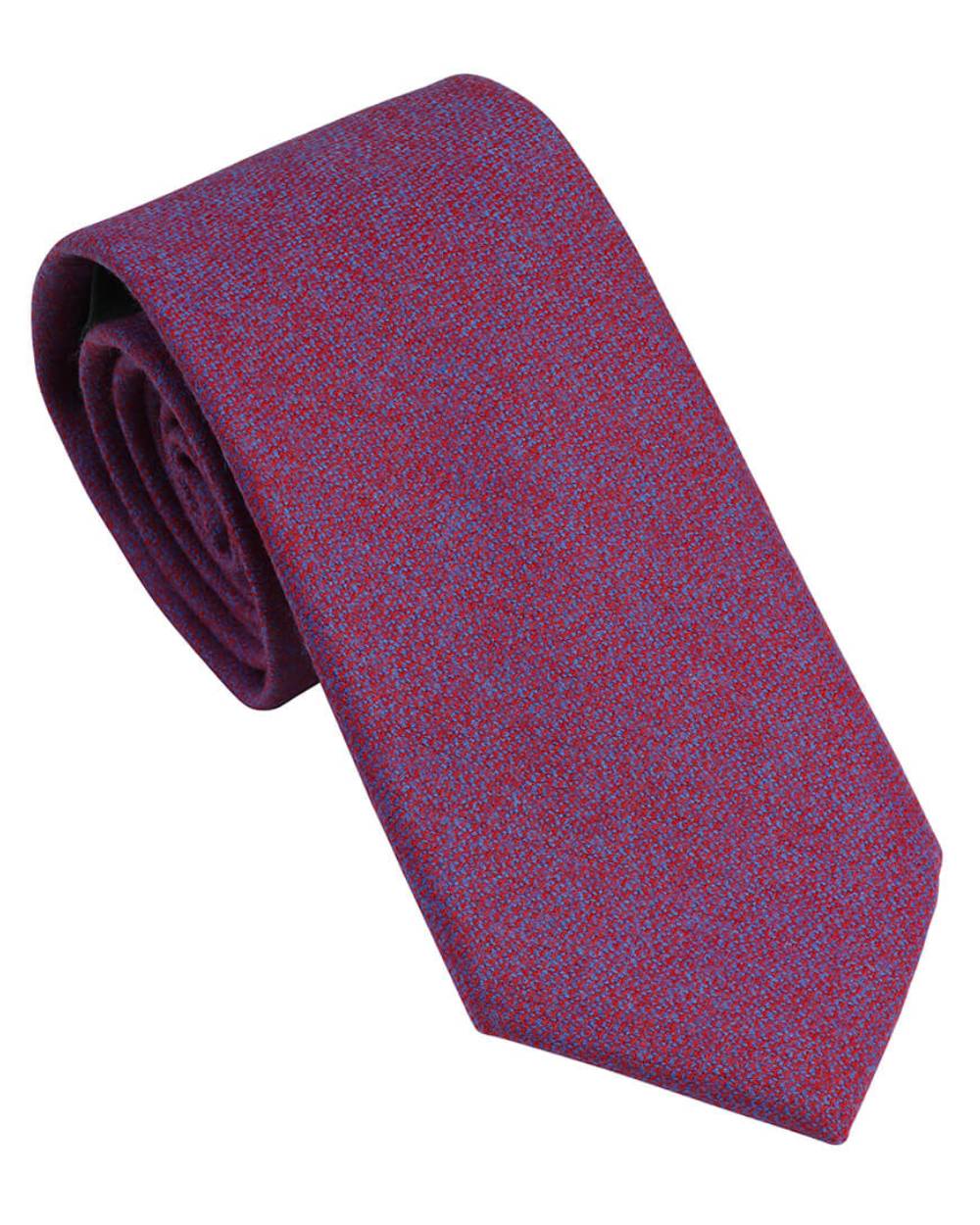 Old Red/Cornflower Coloured Laksen Celtic Tweed Tie On A White Background #colour_old-red-cornflower