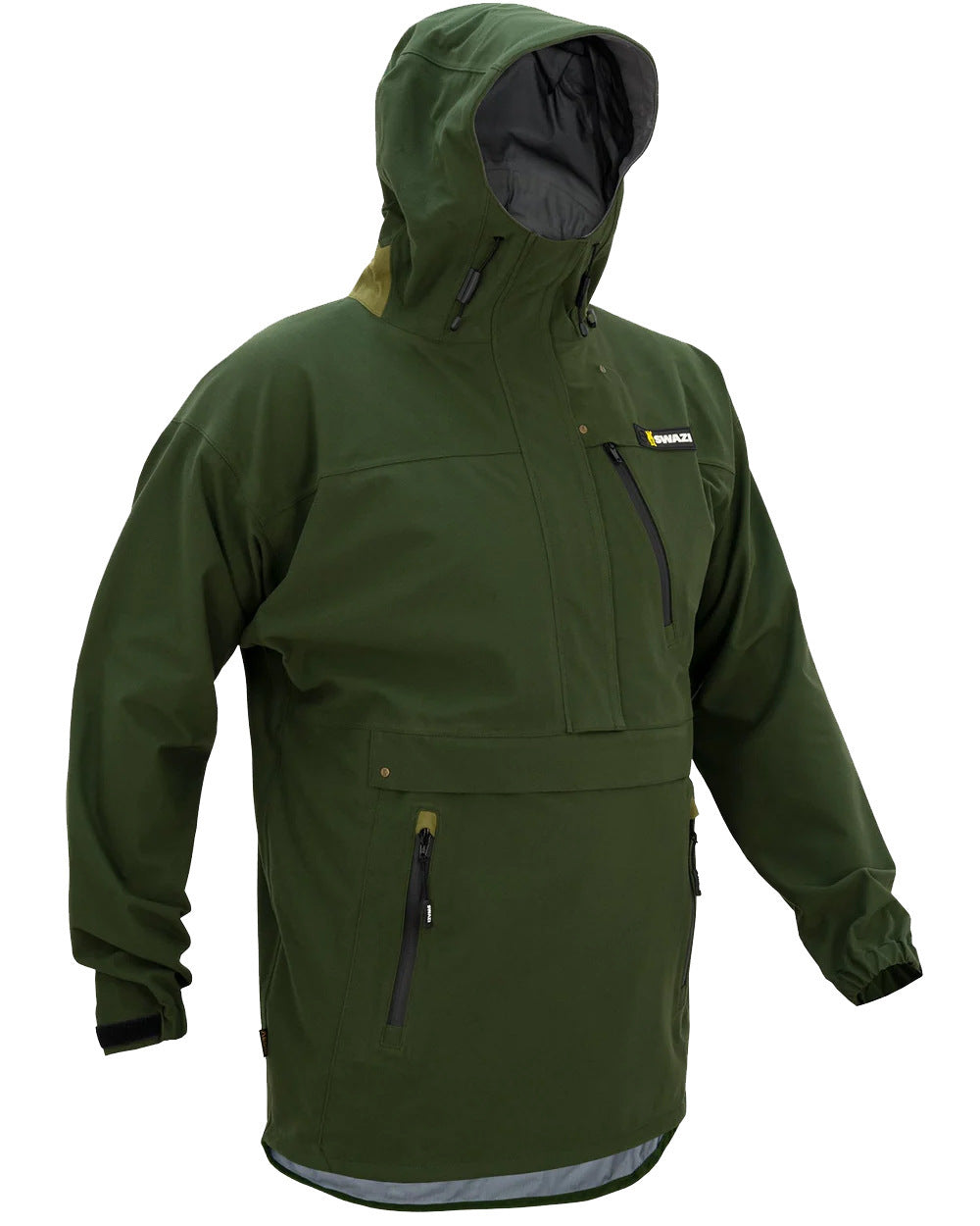 Olive Coloured Swazi Kagoule Jacket On A White Background #colour_olive