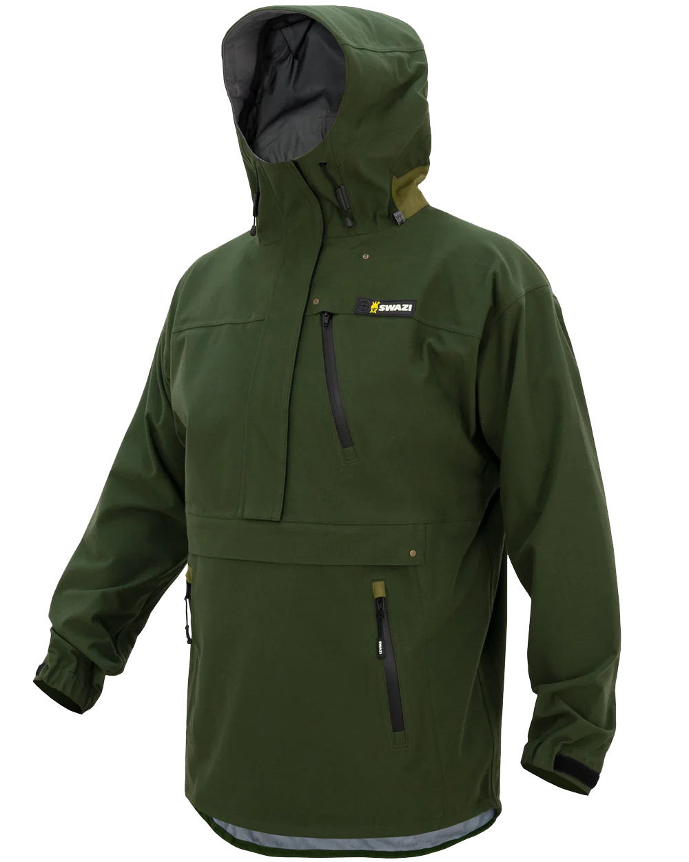 Olive Coloured Swazi Kagoule Jacket On A White Background #colour_olive