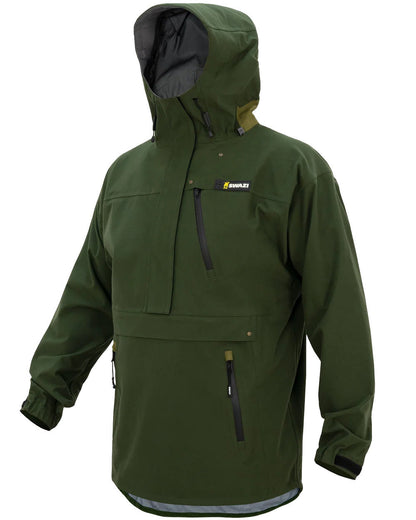 Olive Coloured Swazi Kagoule Jacket On A White Background #colour_olive