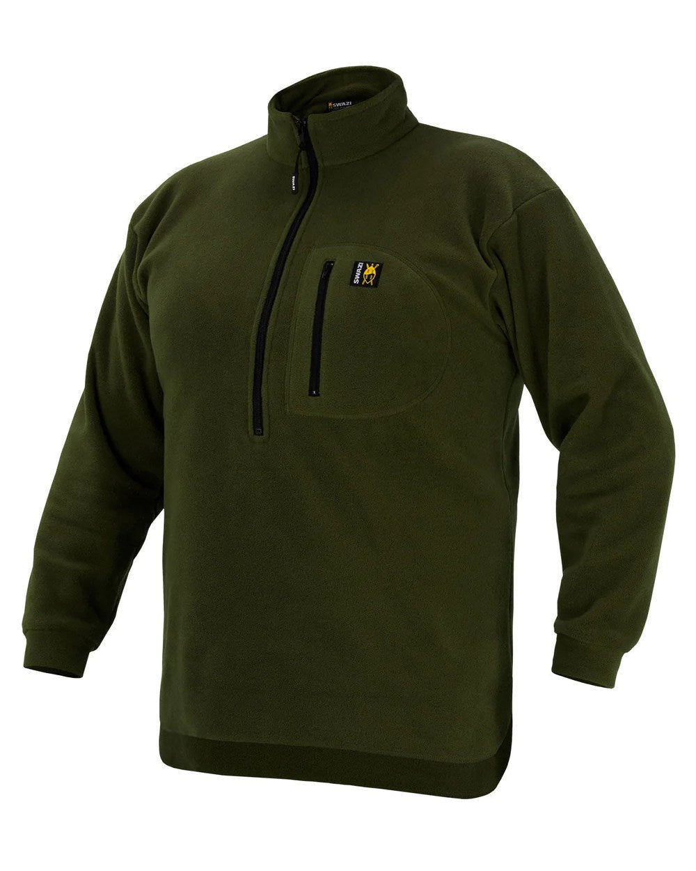 Olive Coloured Swazi Bush Shirt On A White Background #colour_olive