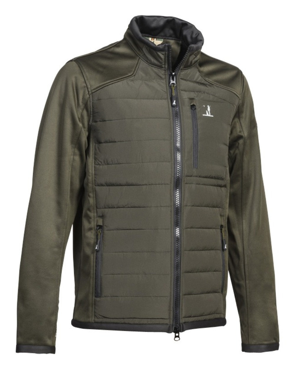 Khaki coloured Percussion 25th Anniversary Hybrid Jacket on white background #colour_khaki