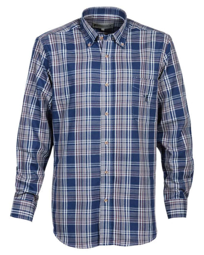 Blue coloured Percussion Aubigny Hunting Shirt on white background #colour_blue