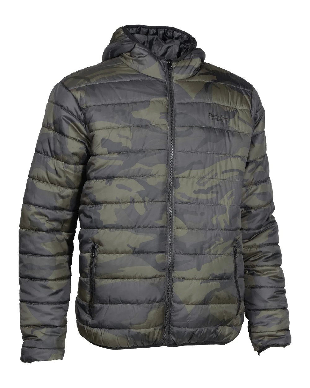 Camo Khaki coloured Percussion Camo Trek Down Jacket on white background #colour_camo-khaki