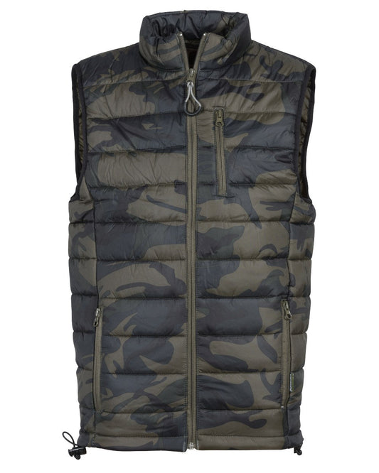 Camo Khaki coloured Percussion Childrens Camo Quilted Vest on white background #colour_camo-khaki