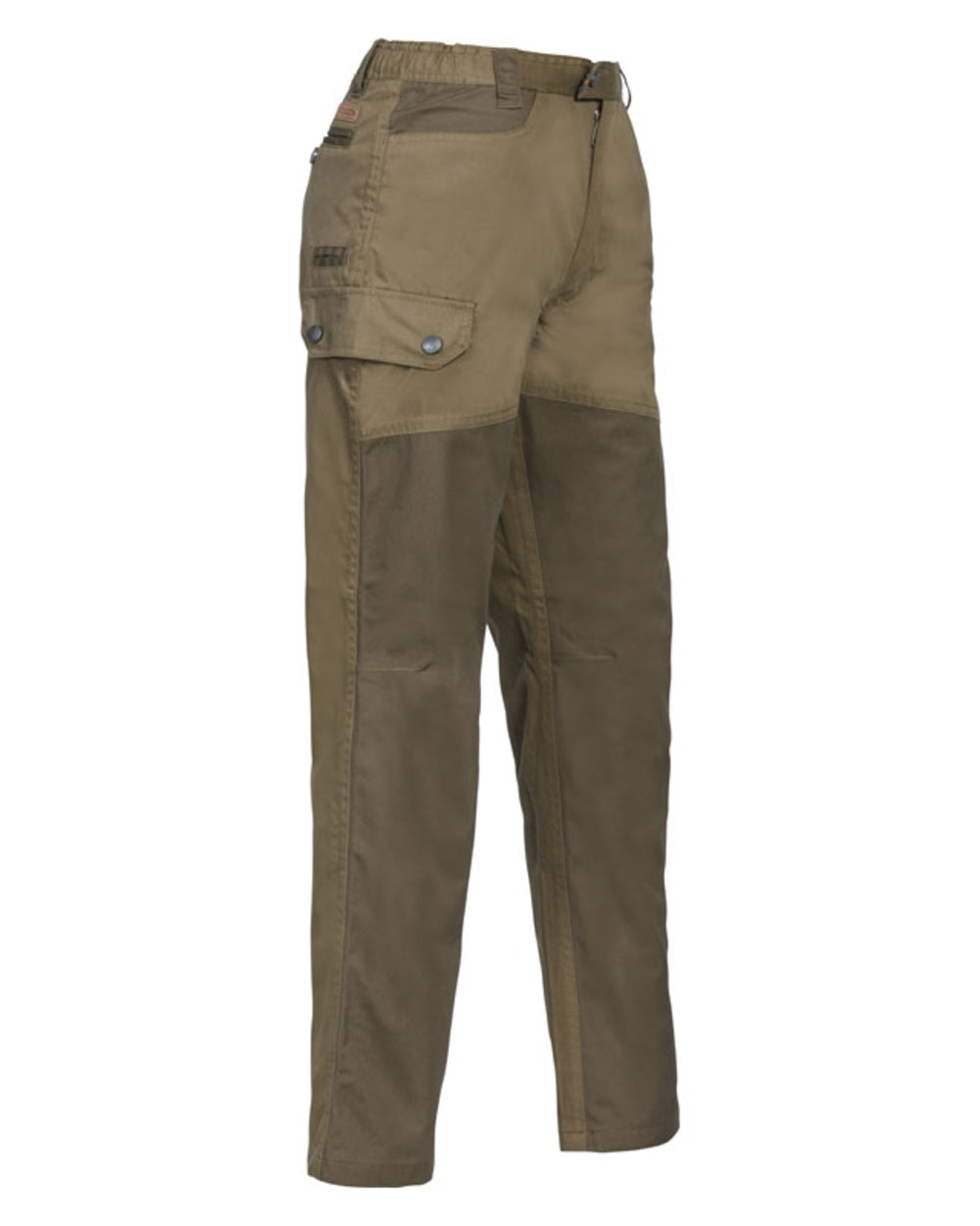 Khaki coloured Percussion Childrens Imperlight Trousers on white background #colour_khaki
