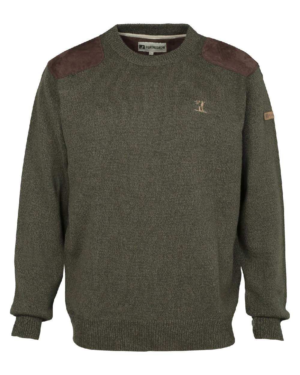 Khaki coloured Percussion Childrens Jumper on white background #colour_khaki