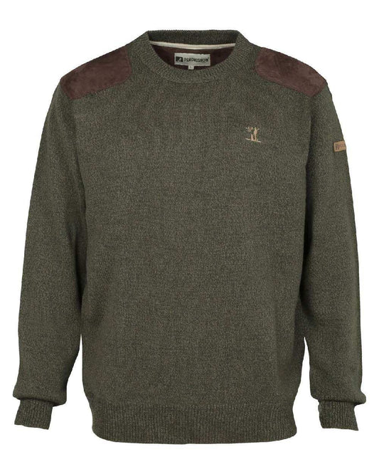 Khaki coloured Percussion Childrens Jumper on white background #colour_khaki