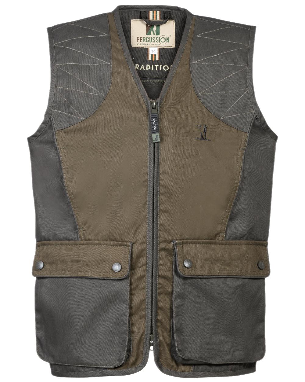 Light Khaki Coloured Percussion Childrens Tradition Hunting Vest on white background #colour_light-khaki