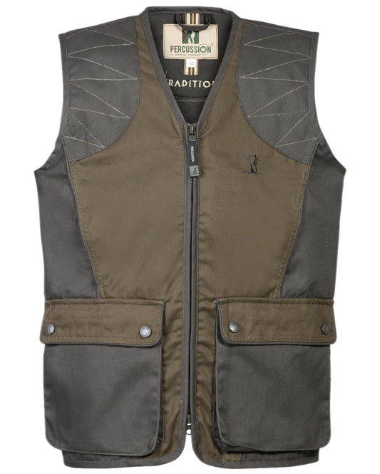 Light Khaki Coloured Percussion Childrens Tradition Hunting Vest on white background #colour_light-khaki