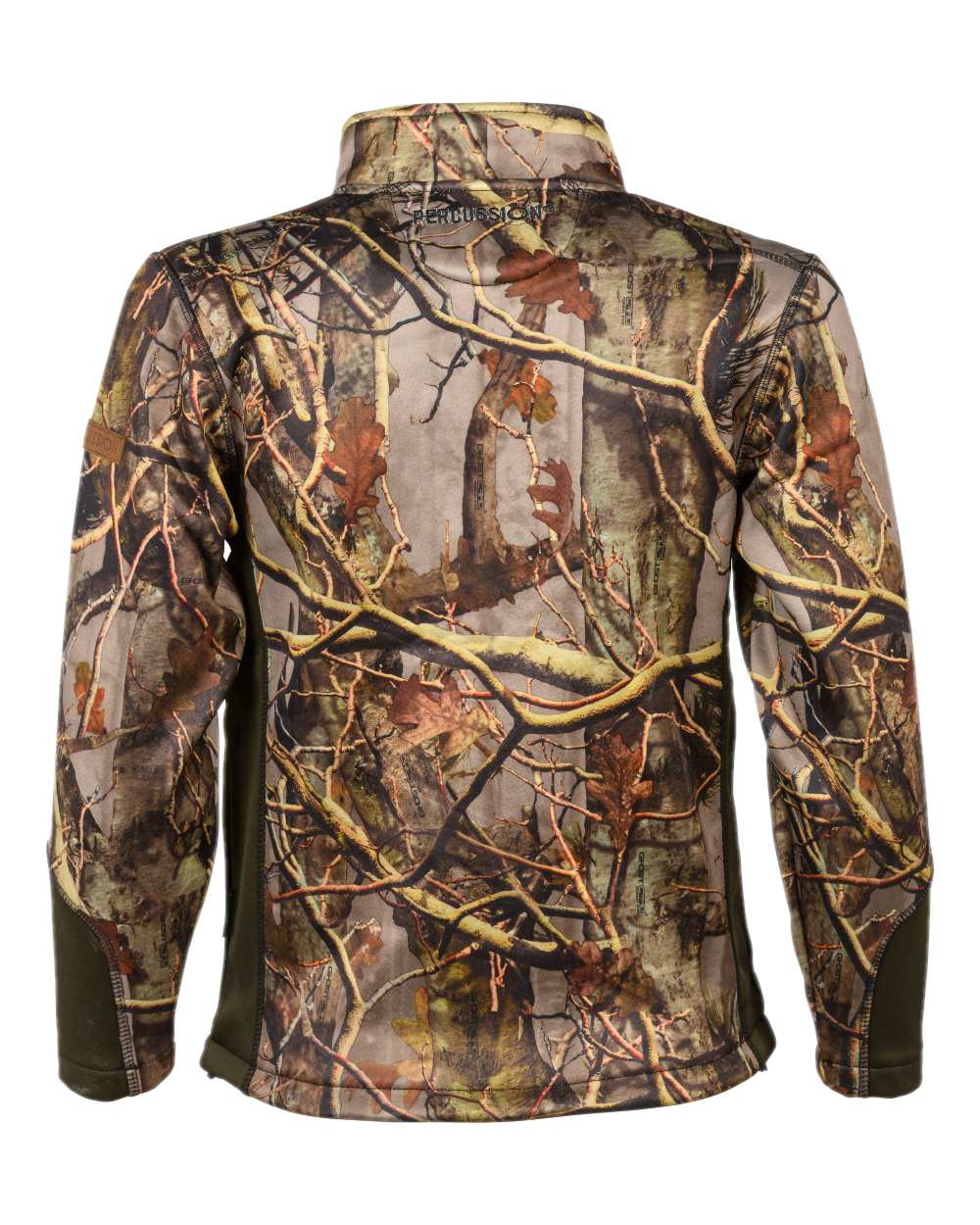 Forest Evo coloured Percussion Childrens Zipped Softshell Jacket on white background #colour_forest-evo