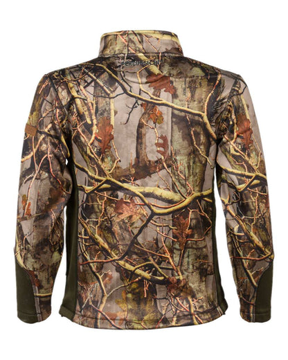 Forest Evo coloured Percussion Childrens Zipped Softshell Jacket on white background #colour_forest-evo