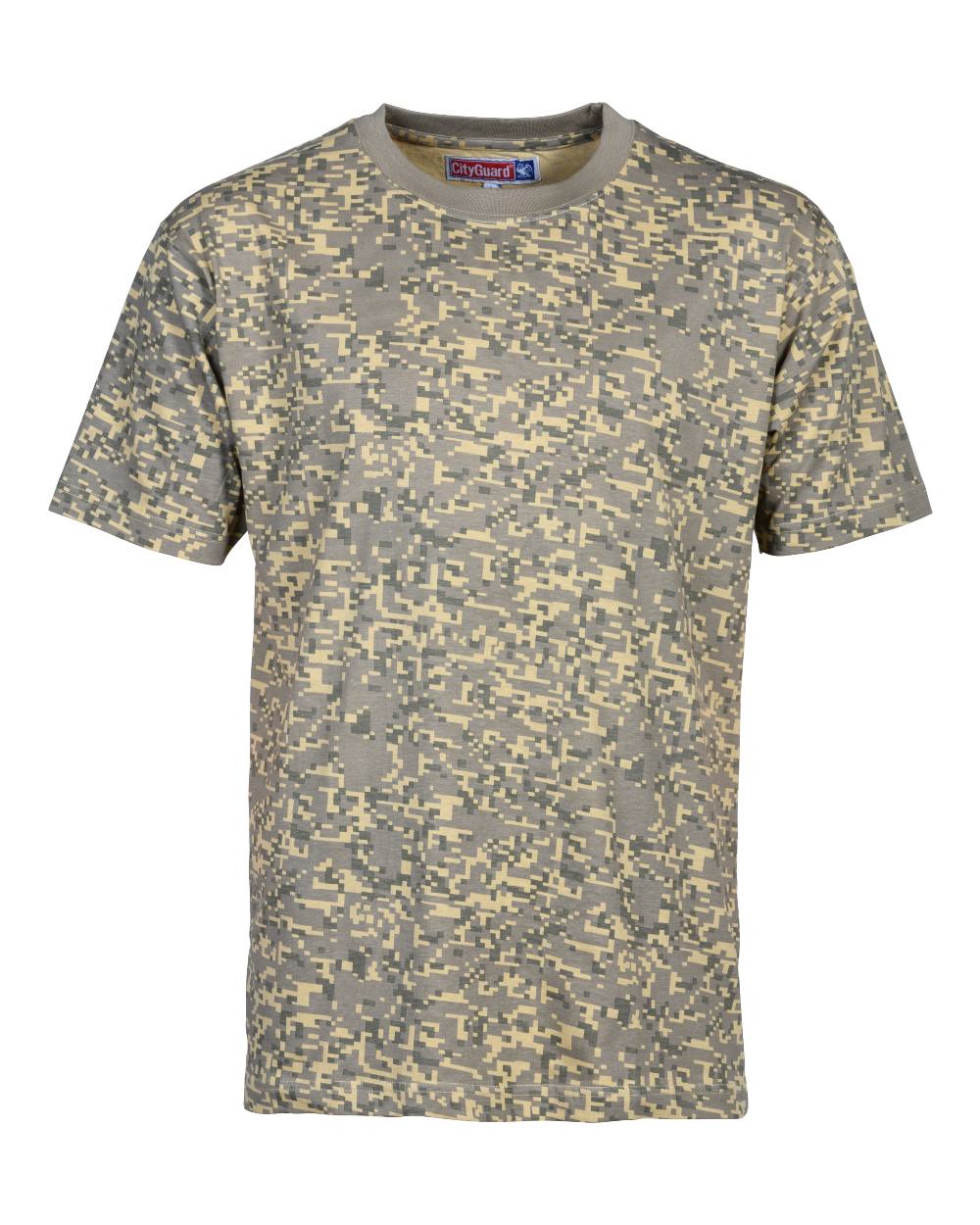 Green Beige coloured Percussion Digicam T-Shirt on white background #colour_green-beige