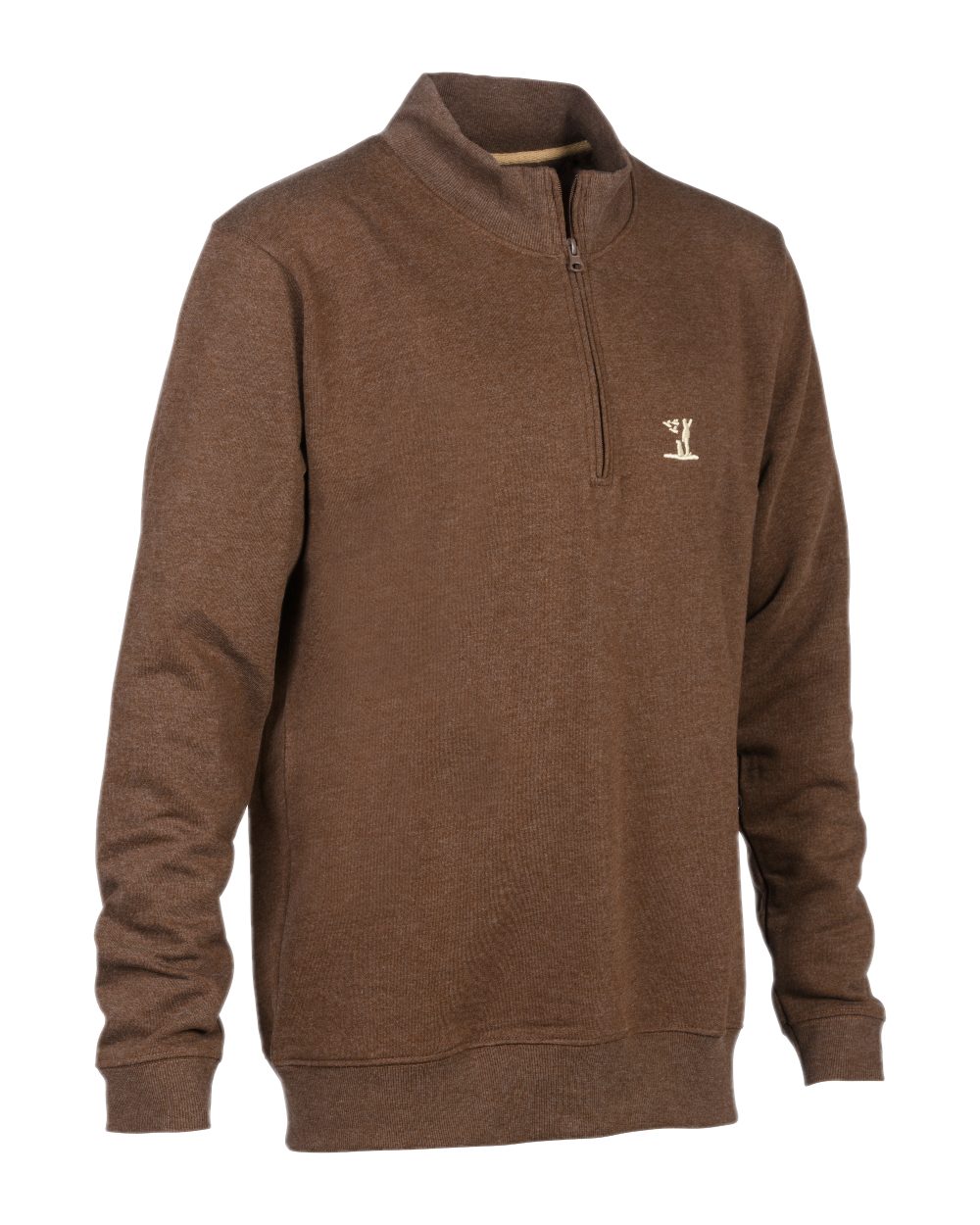 Brown coloured Percussion High Neck Sweatshirt on white background #colour_brown