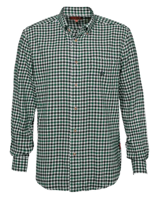 Green Blue coloured Percussion Honfleur Shirt on white background #colour_green-blue