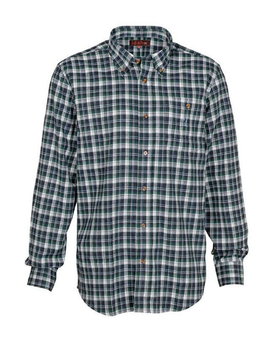 Green coloured Percussion Idaho Castor Shirt on white background #colour_green