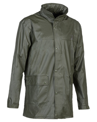 Khaki coloured Percussion Impersoft Hunting Jacket with Game Bag on white background #colour_khaki