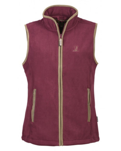 Bordeaux coloured Percussion Ladies Scotland Fleece Gilet on white background #colour_bordeaux