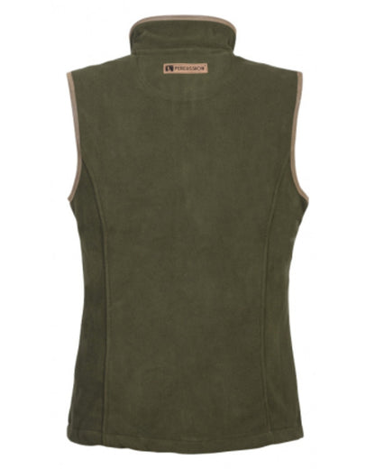Khaki coloured Percussion Ladies Scotland Fleece Gilet on white background #colour_khaki