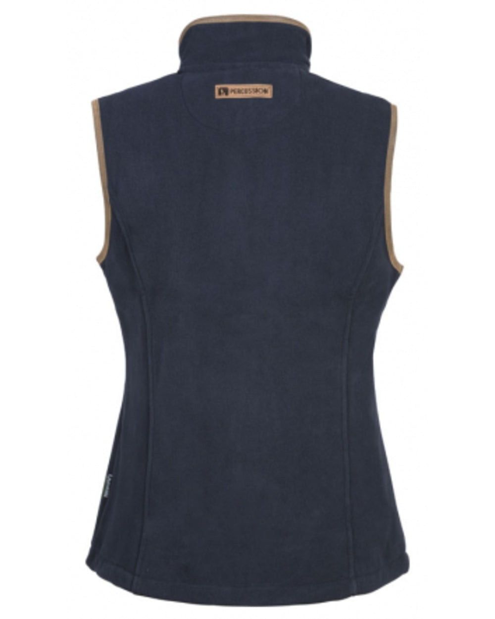 Navy coloured Percussion Ladies Scotland Fleece Gilet on white background #colour_navy