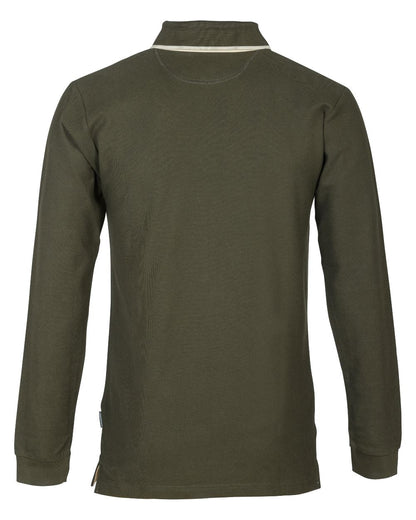 Khaki coloured Percussion Long Sleeve Polo Shirt on white background #colour_khaki