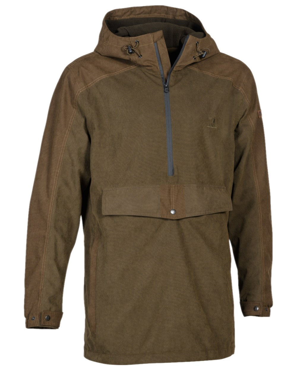 Khaki Coloured Percussion Mens Bristol Smock on white background #colour_khaki