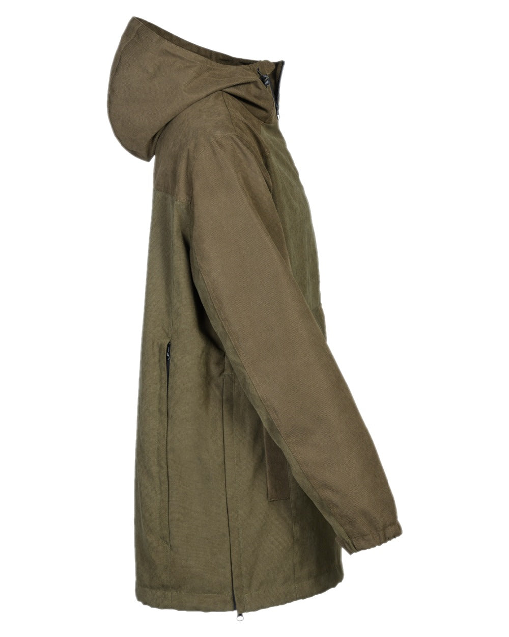Khaki Coloured Percussion Mens Bristol Smock on white background #colour_khaki