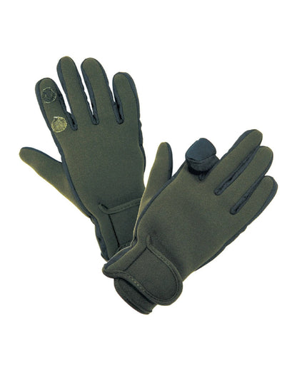 Khaki coloured Percussion Neoprene Gloves on white background #colour_khaki