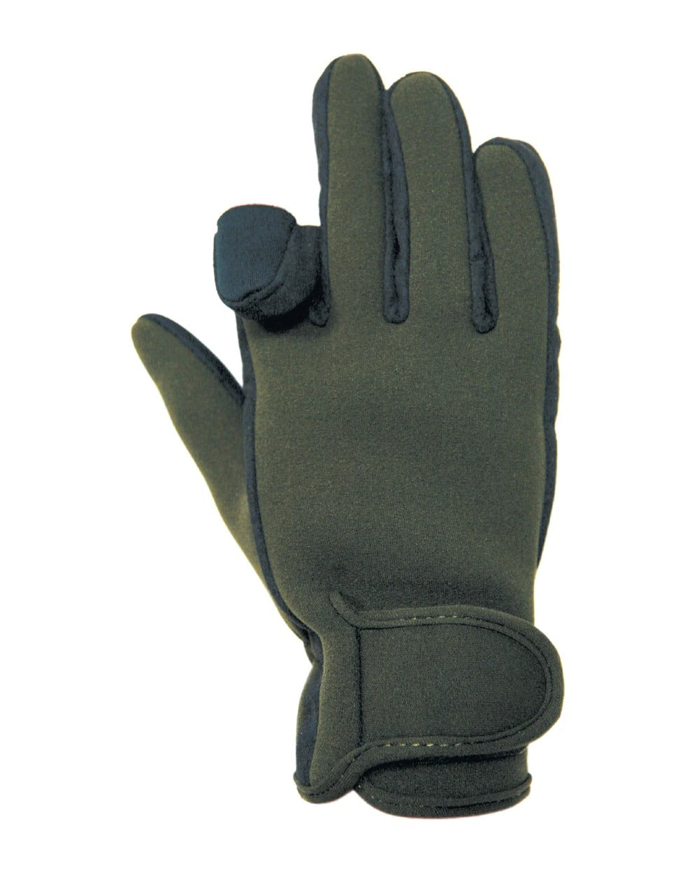 Khaki coloured Percussion Neoprene Gloves on white background #colour_khaki