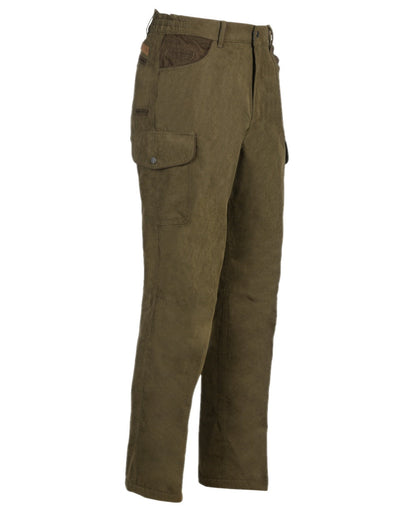 Khaki coloured Percussion Rambouillet Original Waterproof Warm Trousers on white background #colour_khaki